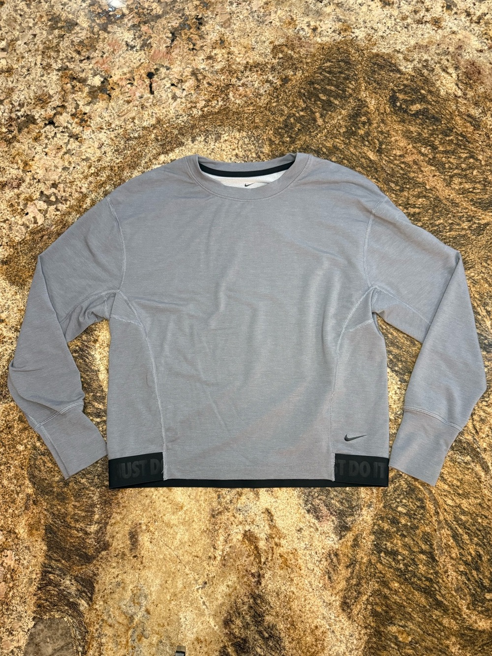 Nike Women’s Light Gray Crew Sweatshirt with Black Hem